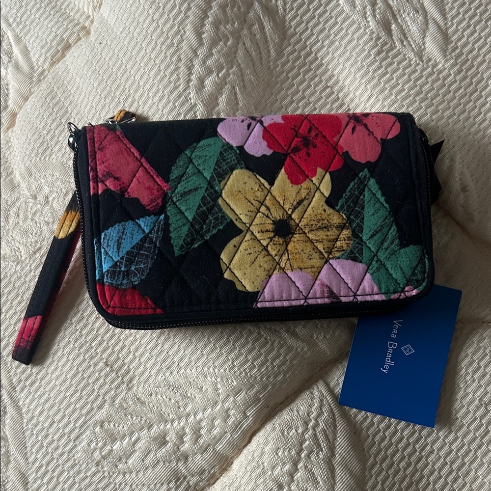 Vera Bradley Black Floral Wristlet